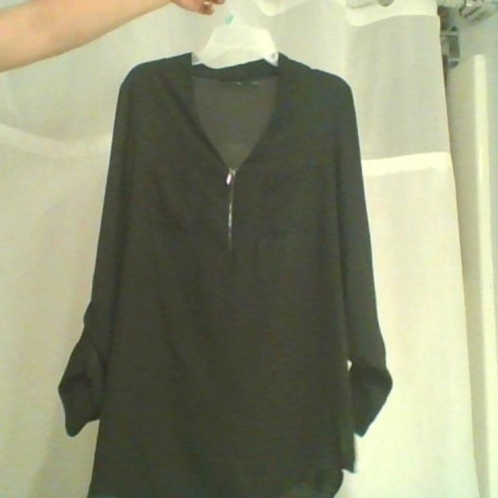 Black sheer business casual top